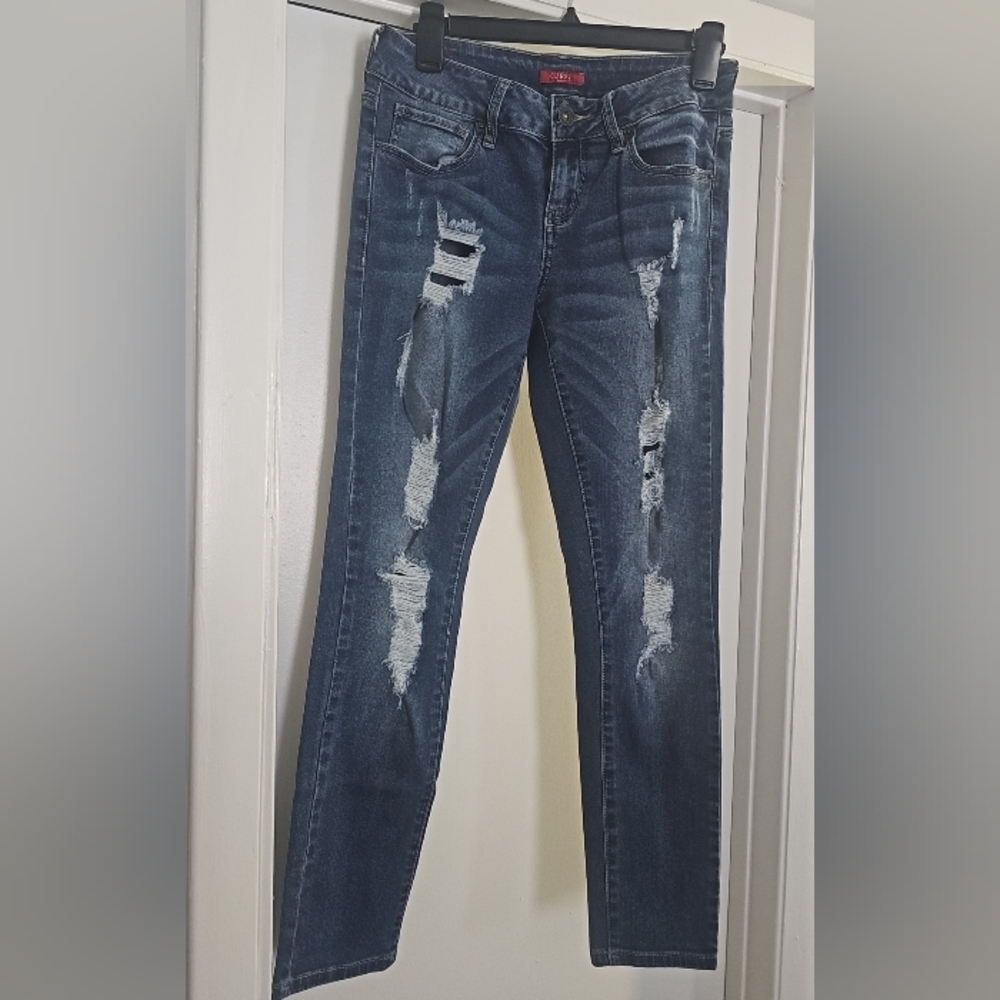 Guess Dark Blue Distressed Skinny Jeans